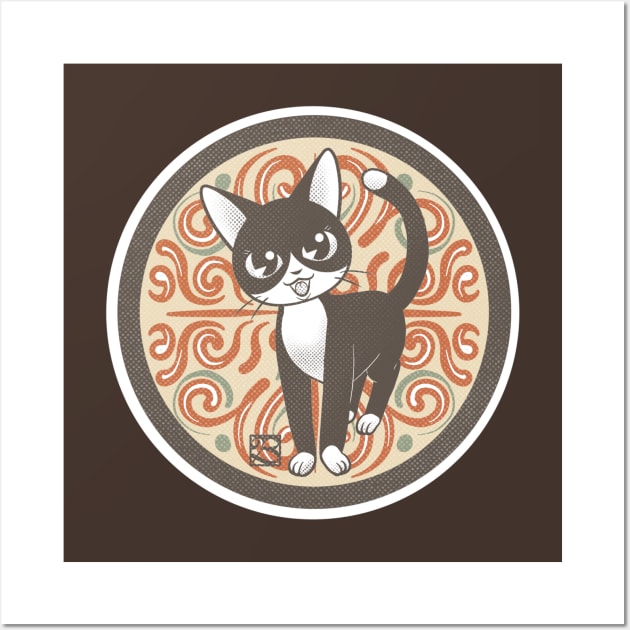 Cute black and white cat Wall Art by BATKEI